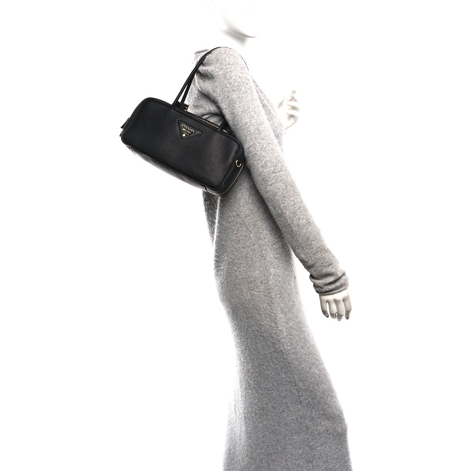 Prada Vitello Daino Medium East West Top Handle Bag Black 2 of 10