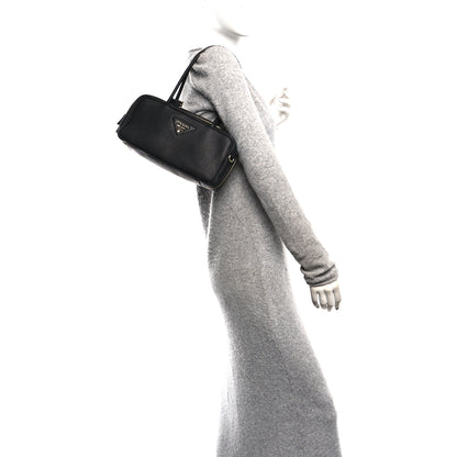 Prada Vitello Daino Medium East West Top Handle Bag Black 2 of 10