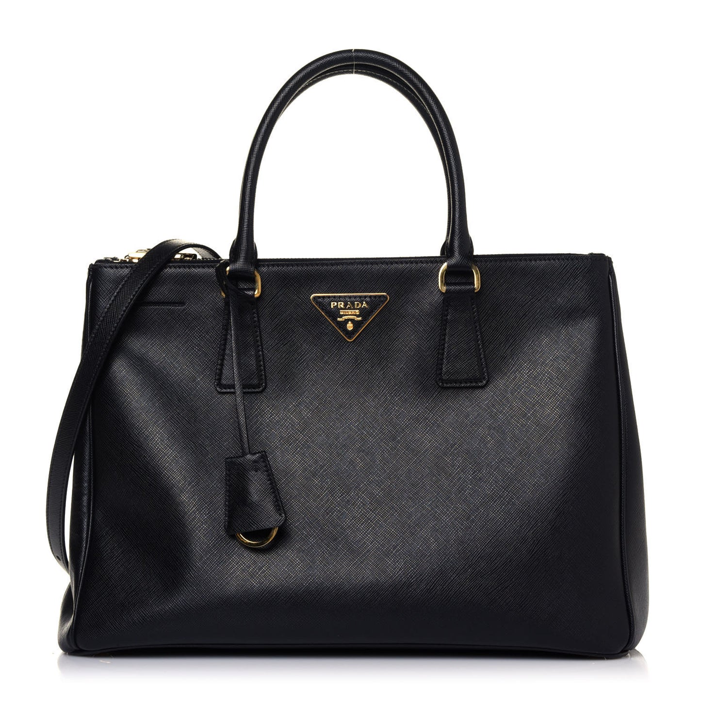 Saffiano Large Galleria Double Zip Tote Black