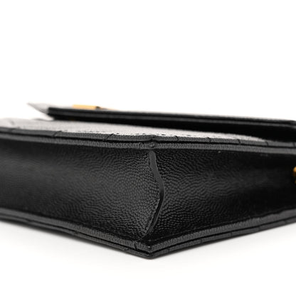 Saint Laurent Grain De Poudre Matelasse Chevron Monogram Envelope Chain Wallet Black 10 of 11