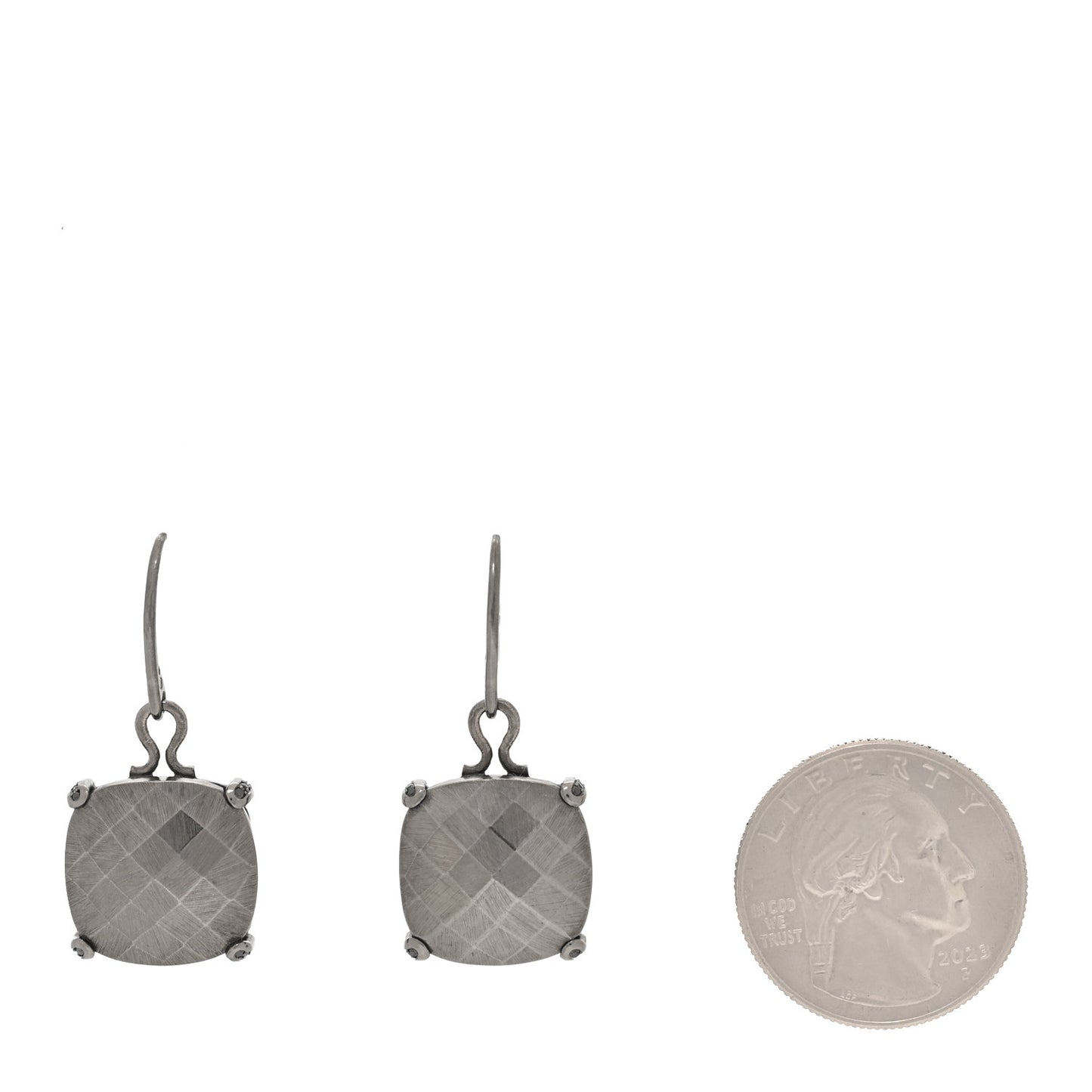 18K White Gold Black Diamond Intrecciato Pepita Earrings Gold