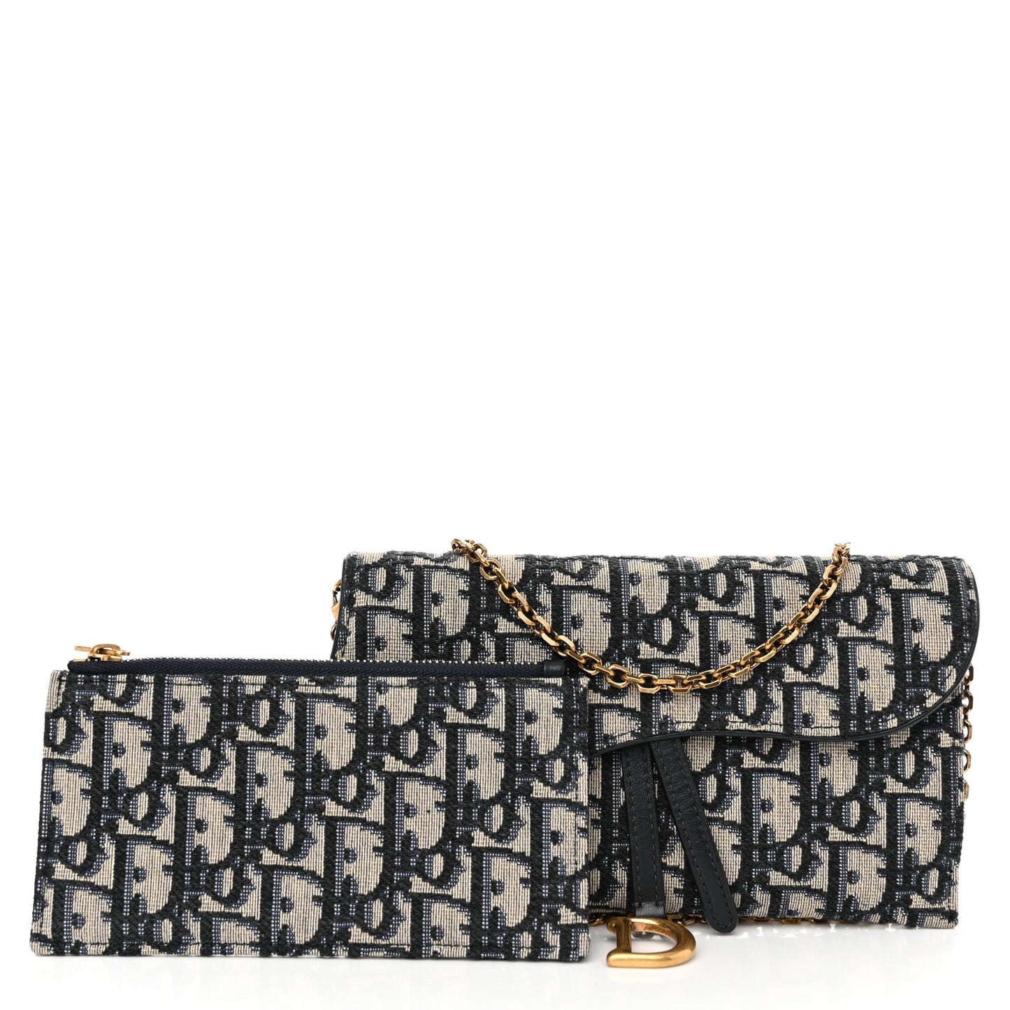 Oblique Saddle Chain Long Wallet Blue