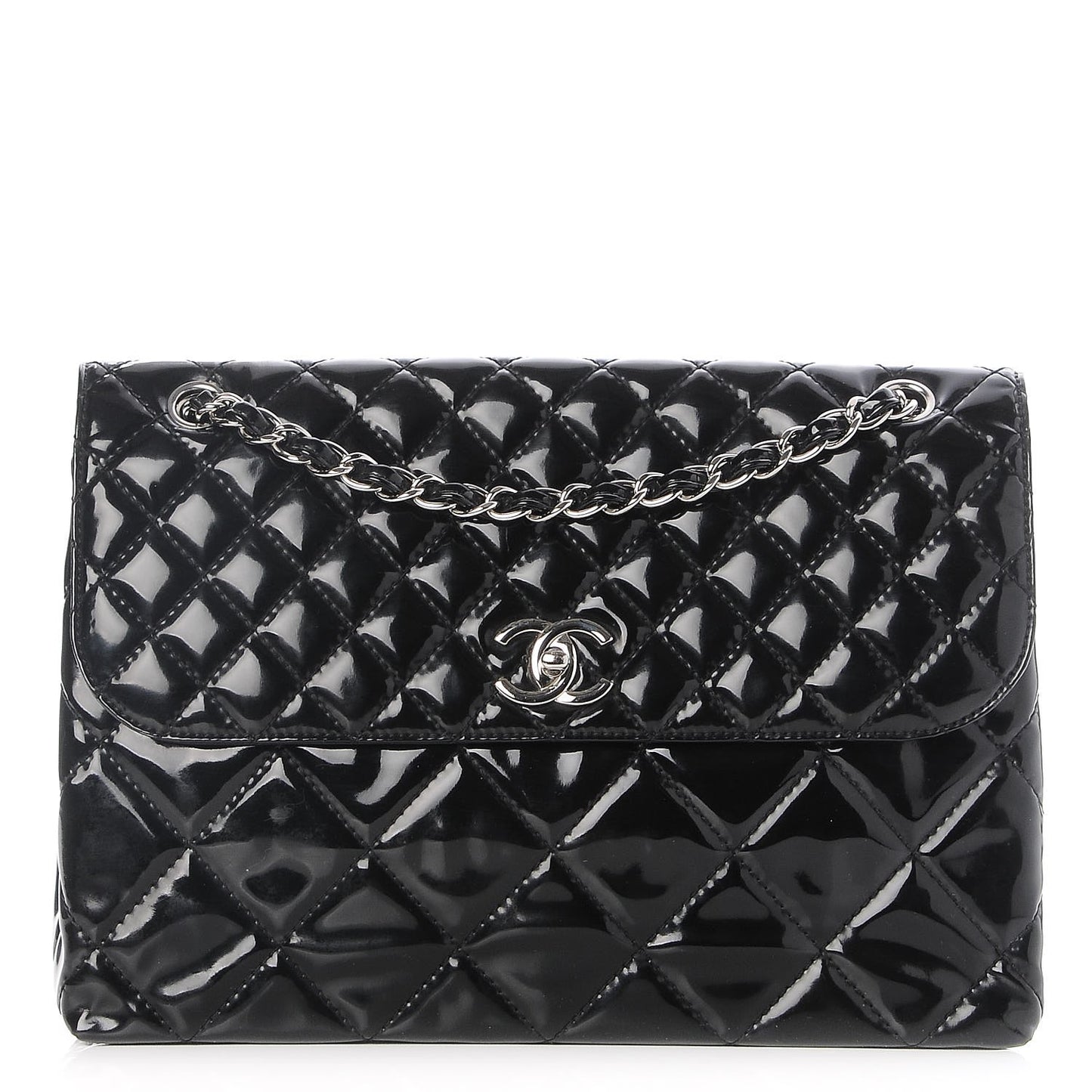 Vinyl Quilted In the Business Flap Bag Black