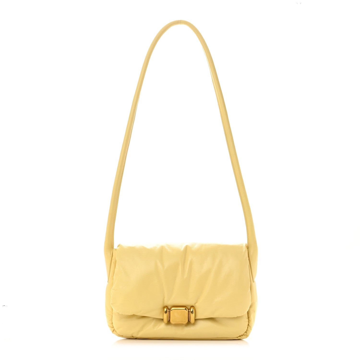Bottega Veneta Paper Calfskin Puffy Flap Butter Brass 1 of 12