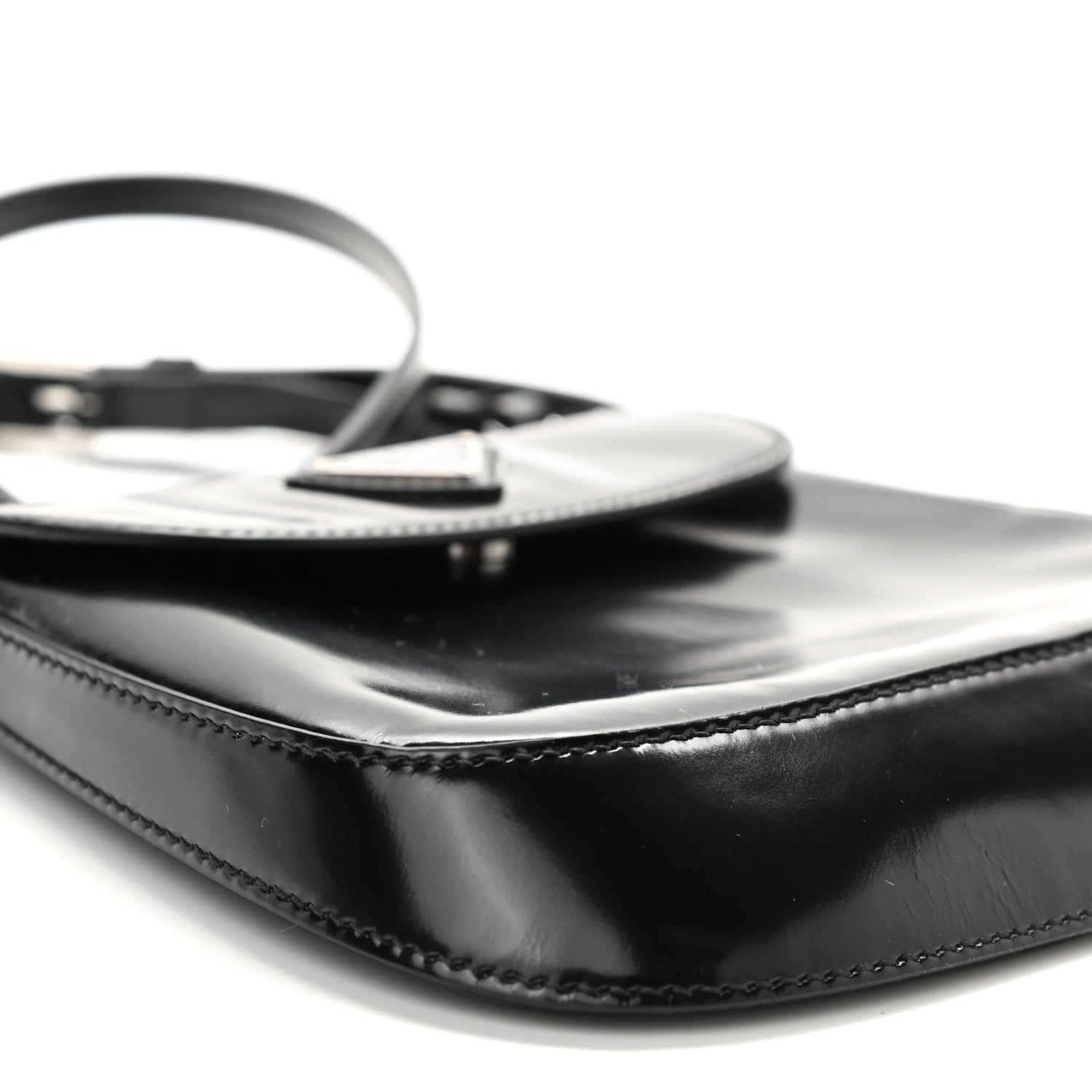 Prada Spazzolato Mini Cleo Flap Adjustable Strap Shoulder Bag Black 8 of 9