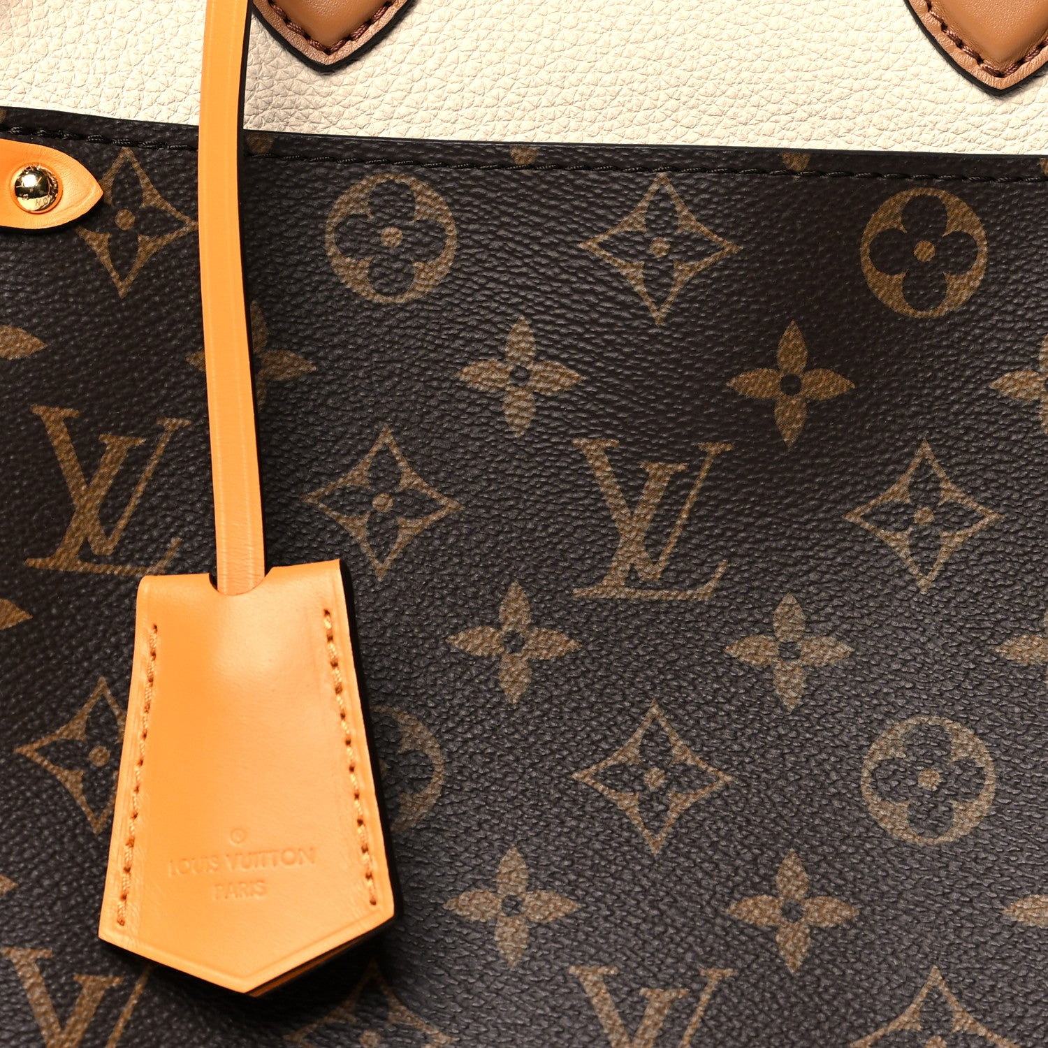 Louis Vuitton Calfskin Monogram Fold Tote MM Camel Sunbeam Cream 7 of 11