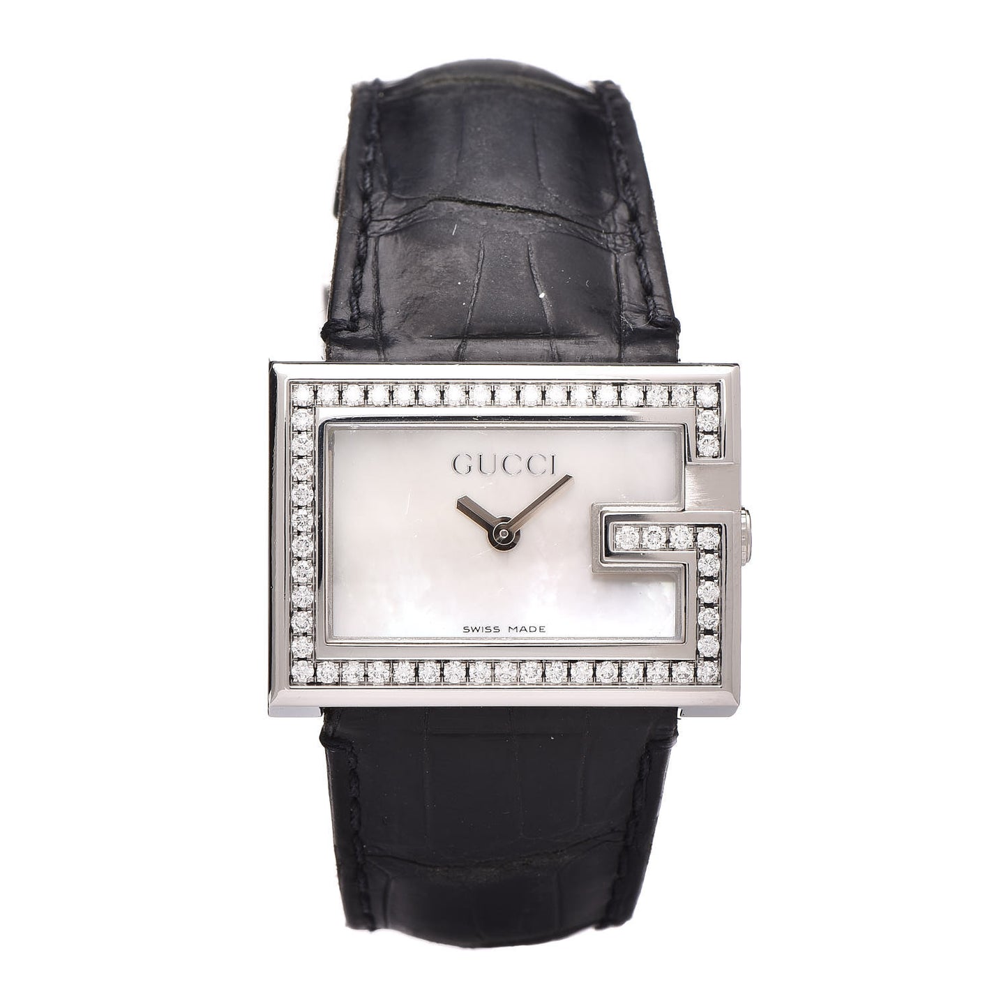 Stainless Steel Alligator Diamond Bezel Mother of Pearl 31mm 100L Quartz Watch