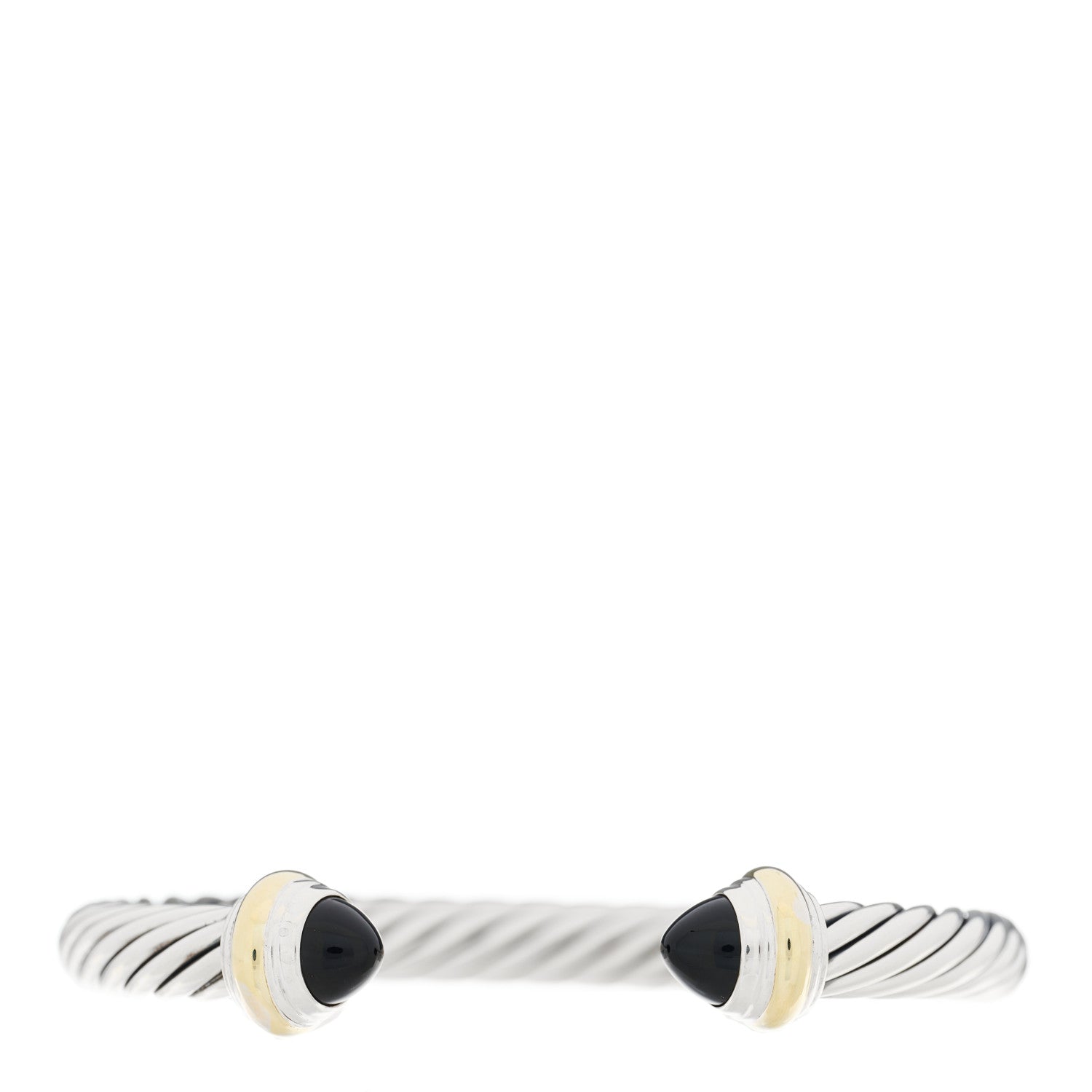 David Yurman Sterling Silver 14K Yellow Gold Black Onyx 7mm Cable Classics Bracelet 1 of 3