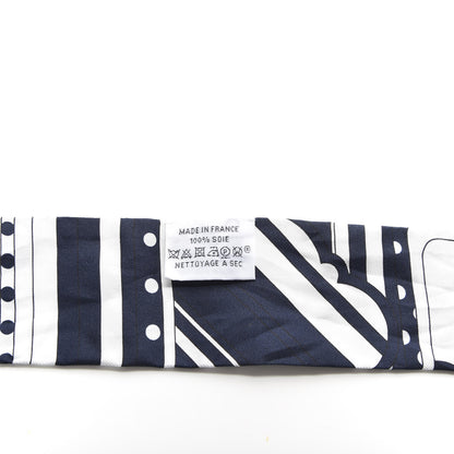 Hermes Silk Washington's Carriage Detail Twilly Marine White 2 of 5