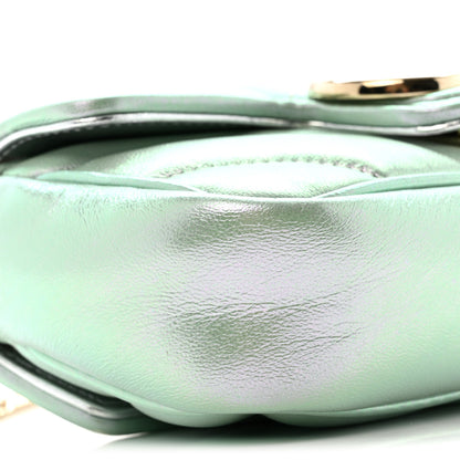 Gucci Iridescent Nappa Chevron Matelasse Super Mini GG Marmont Shoulder Bag Green Iridescent 9 of 11