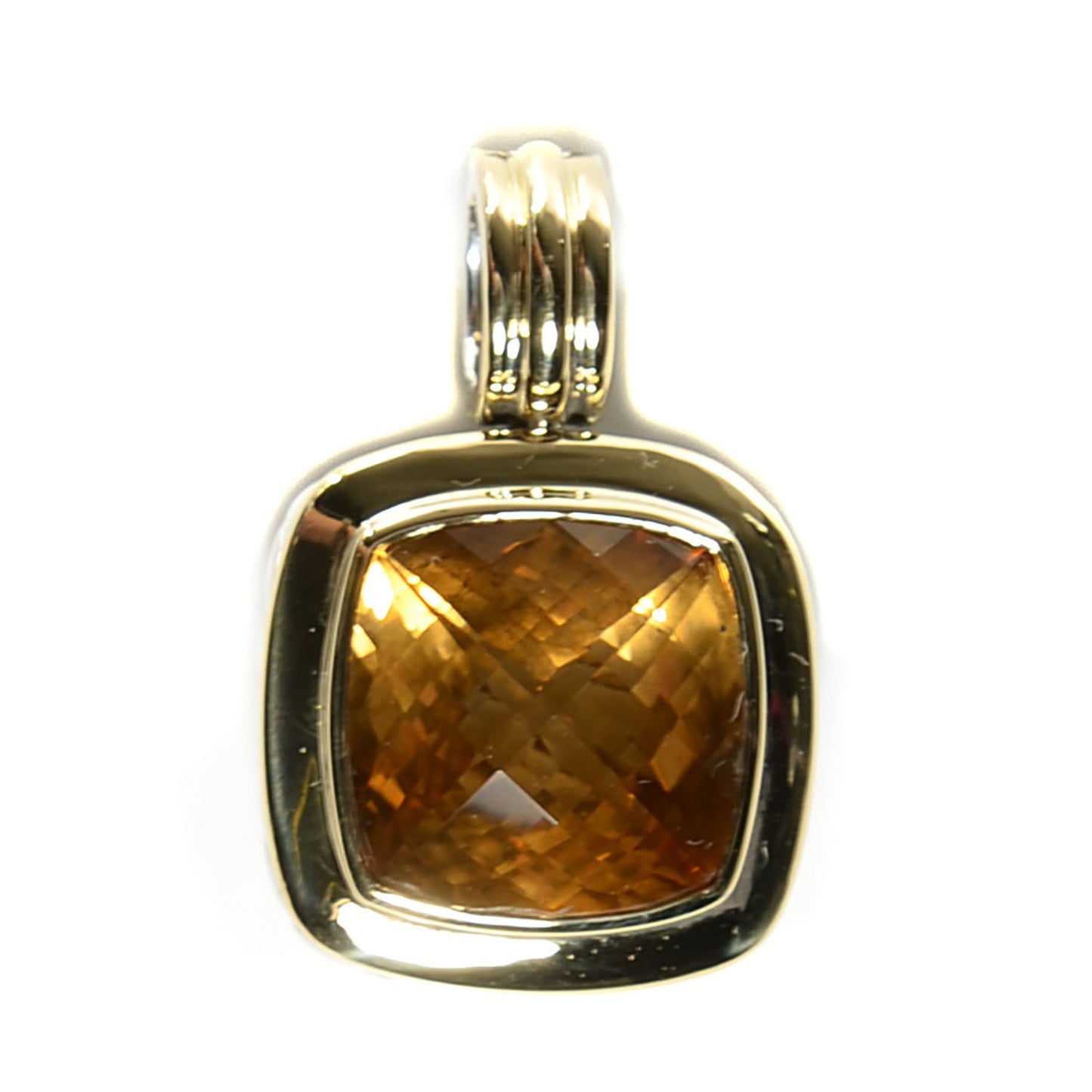 Sterling Silver 18K Yellow Gold Citrine 14mm Albion Enhancer Pendant