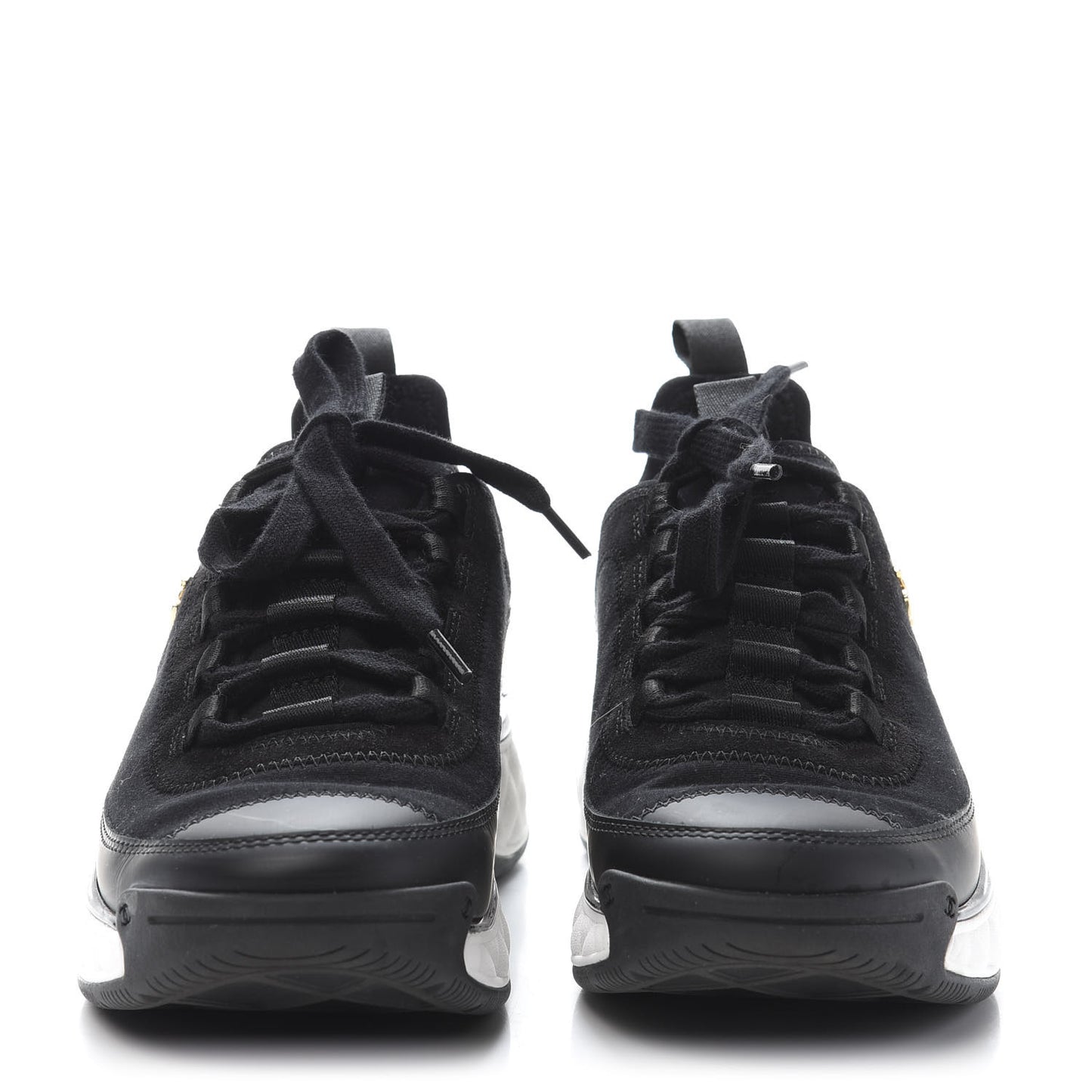 Velvet Calfskin Mixed Fibers CC Sneakers 36 Black