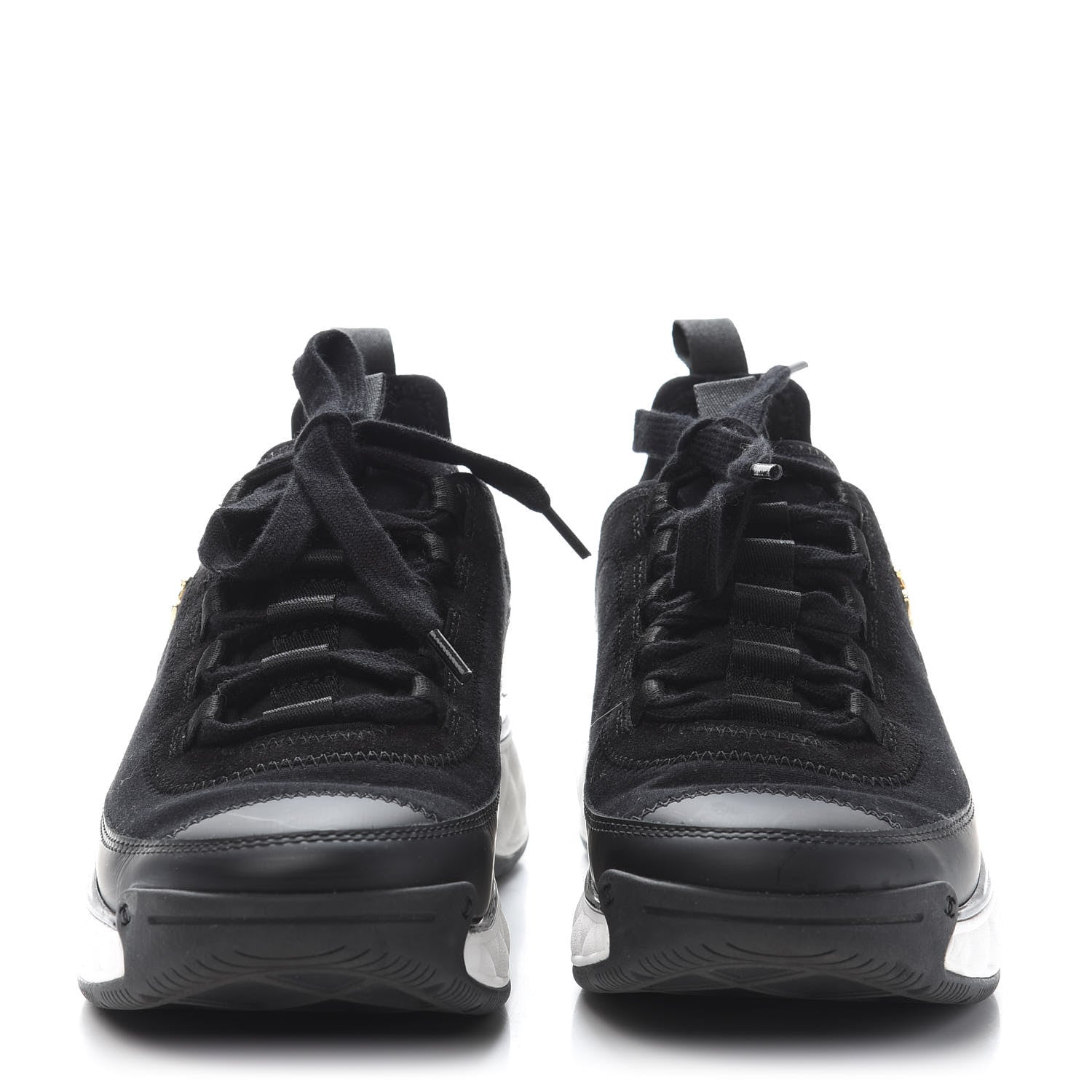 Chanel Velvet Calfskin Mixed Fibers CC Sneakers 36 Black 2 of 10