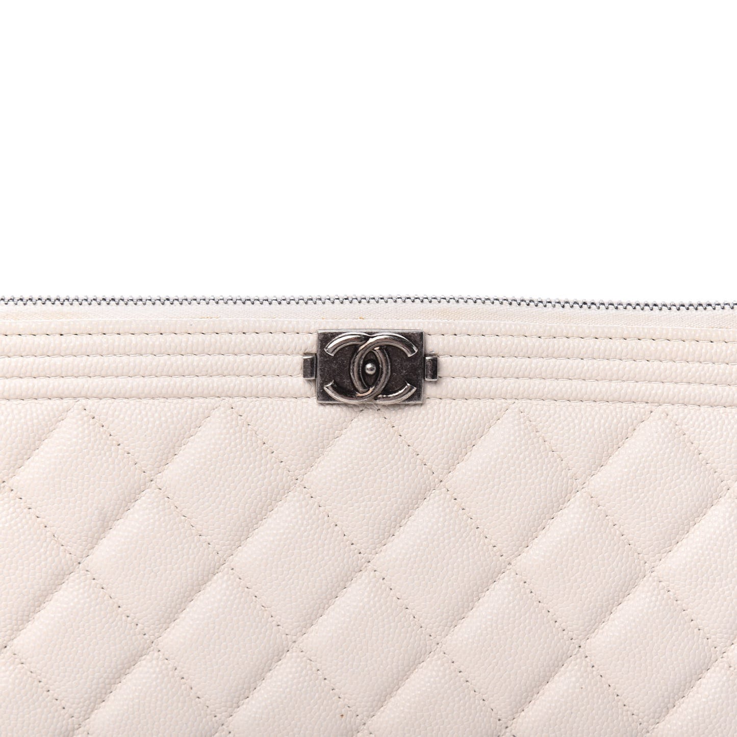 Caviar Quilted Large Boy Cosmetic Case White
