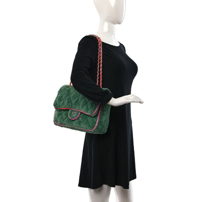 Chanel Mixed Fibers Quilted Large Flap Bag Green Pink 2 of 10