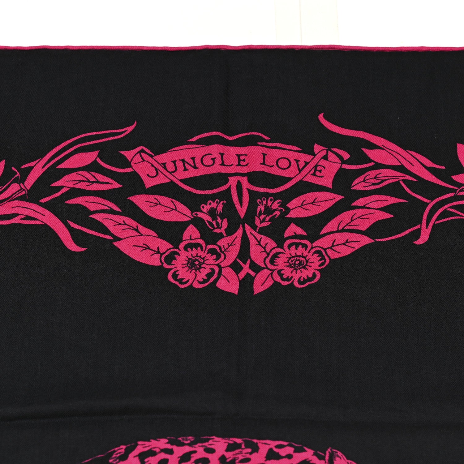 Hermes Cashmere Silk Jungle Love Tattoo Shawl 140 Bleu Noir Rose Vif 5 of 6