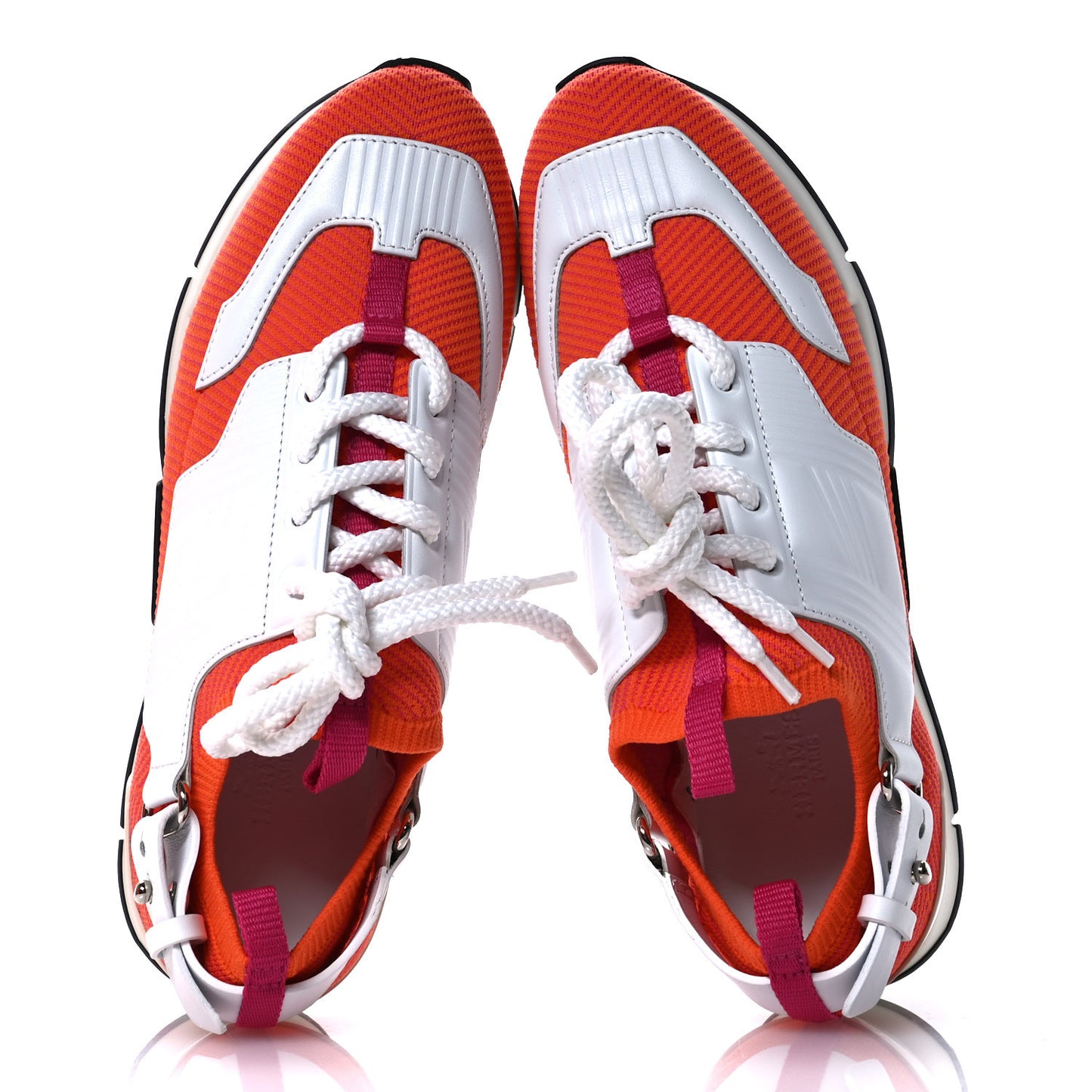 Calfskin Womens Athlete Sneakers 36.5 Orange Multicolor