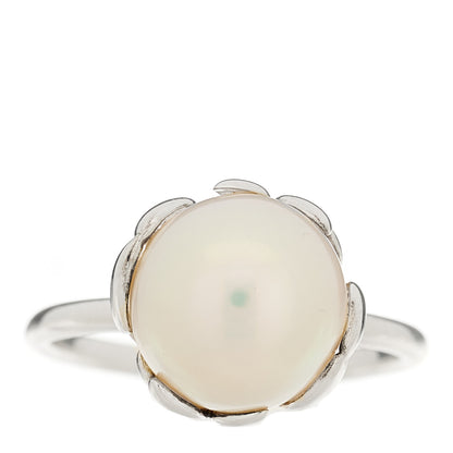 Tiffany Sterling Silver Freshwater Pearl Paloma Picasso Olive Leaf Ring 50 5.5 1 of 5