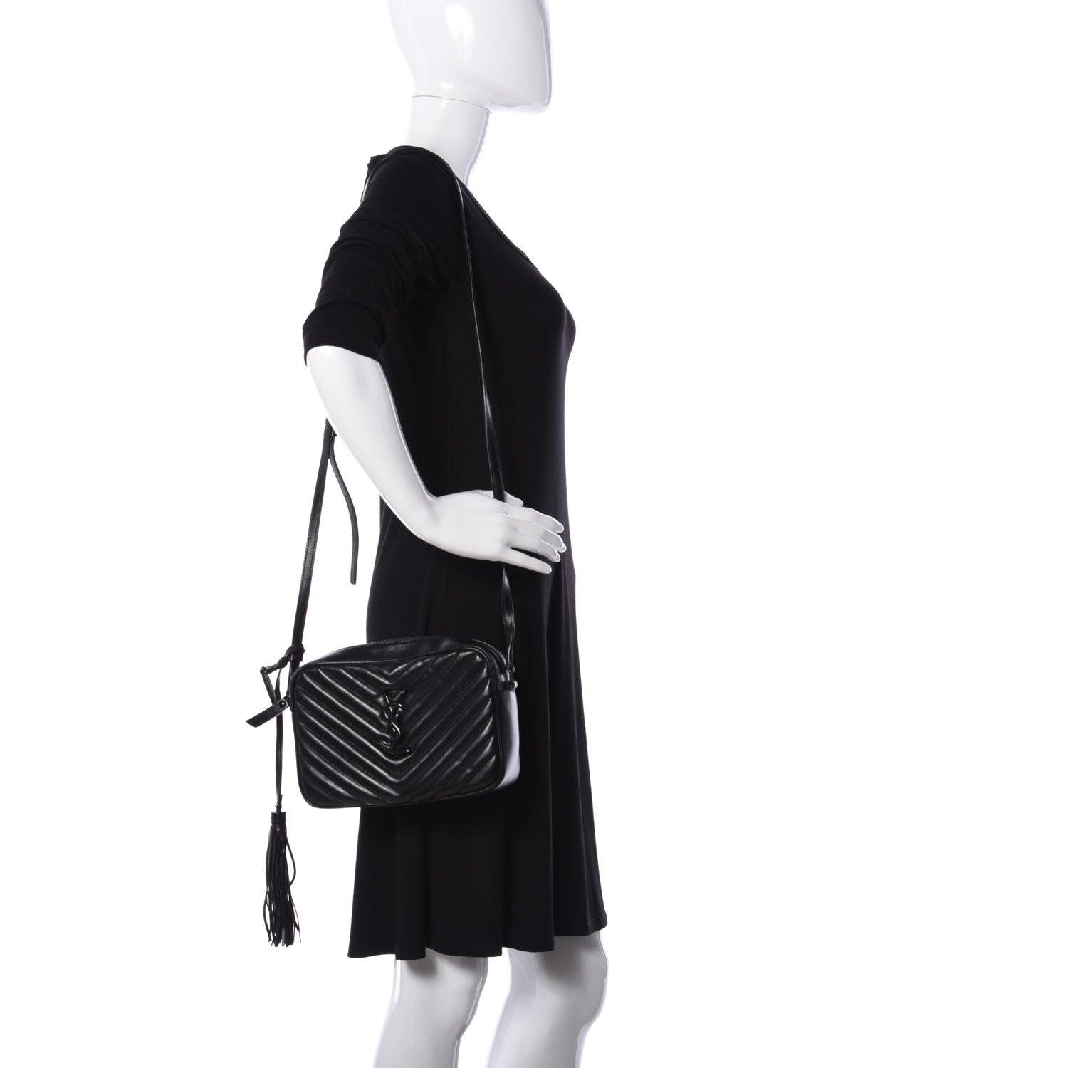 Saint Laurent Calfskin Matelasse Monogram Lou Camera Bag Black 2 of 13