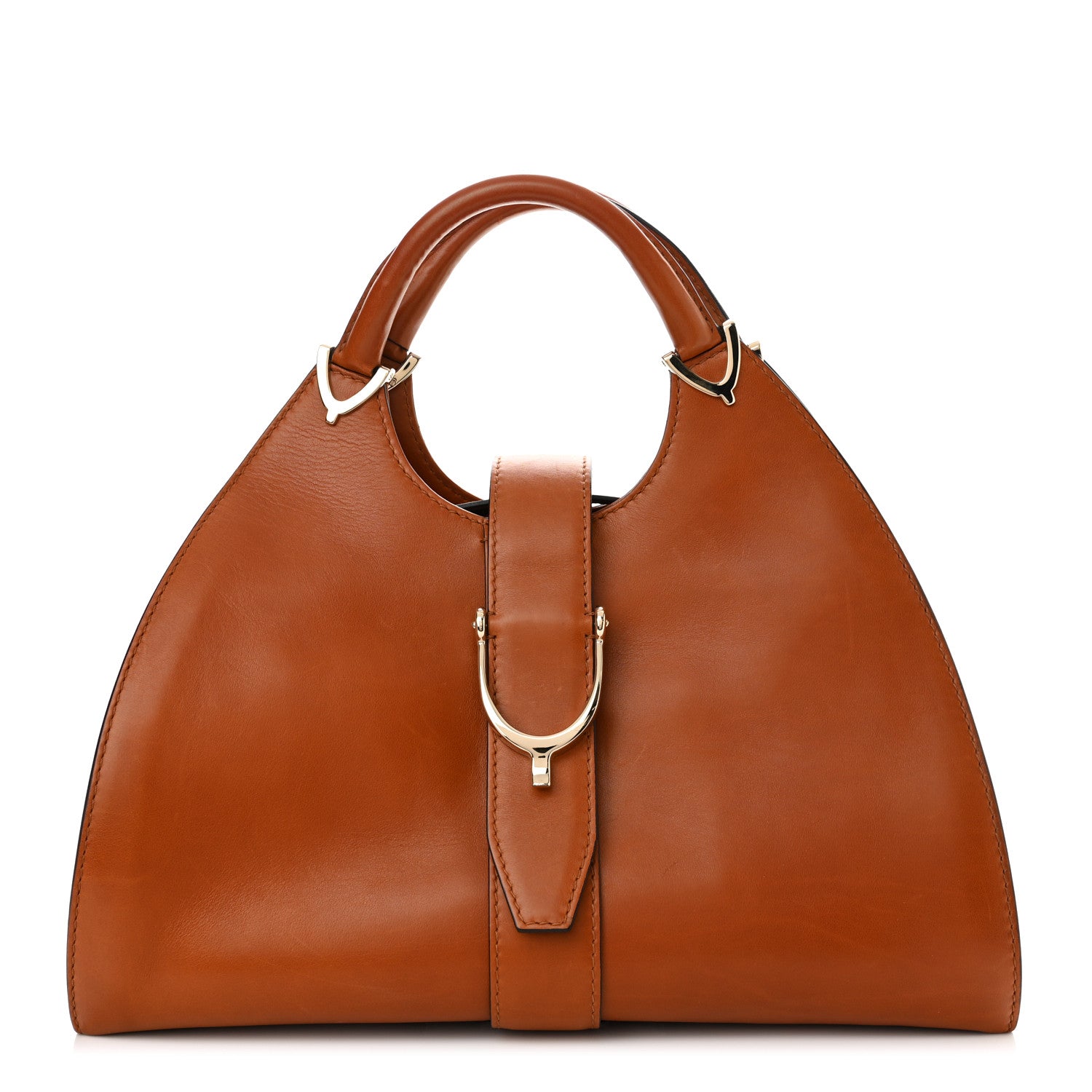 Gucci Calfskin Medium Stirrup Top Handle Bag Brown 1 of 10
