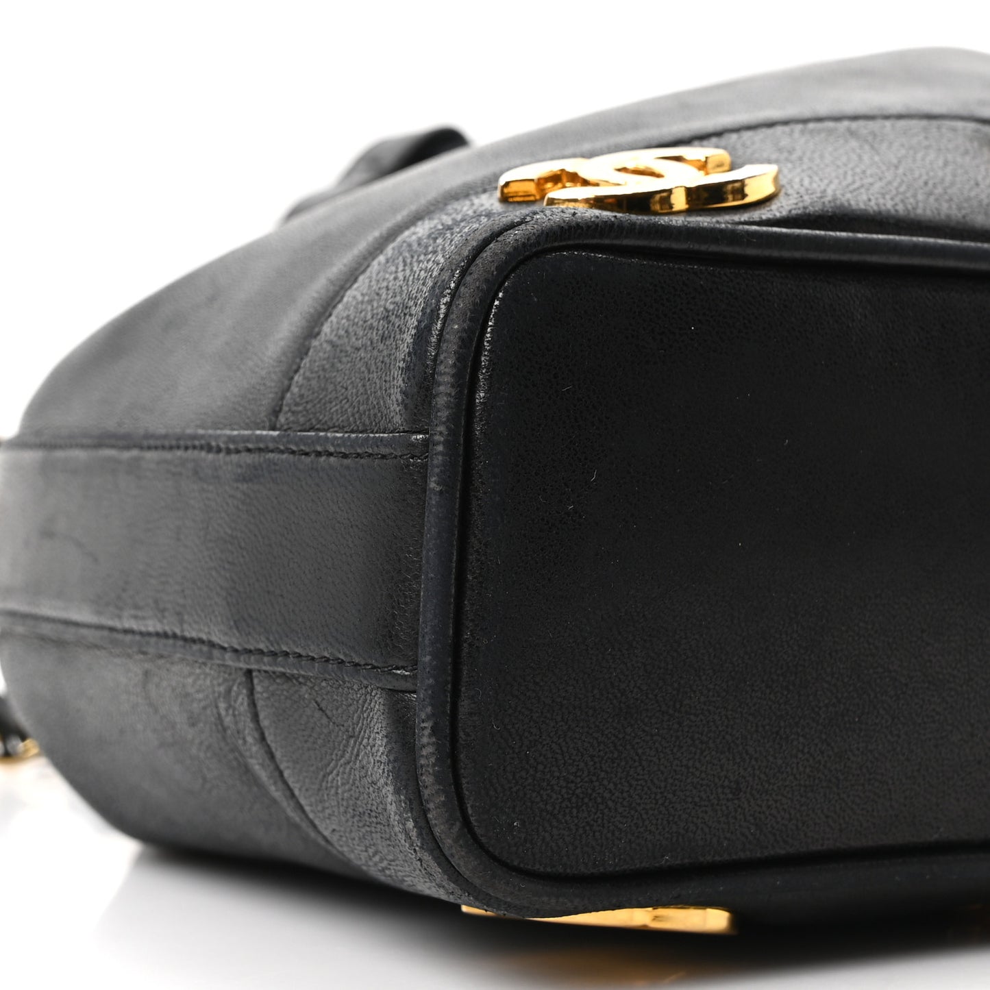 Lambskin CC Drawstring Shoulder Bag Black