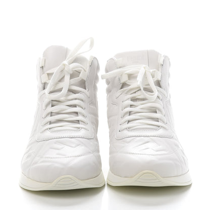 Fendi Nappa Macro FF Embossed Womens High Top Sneakers 40 White Ice 2 of 10