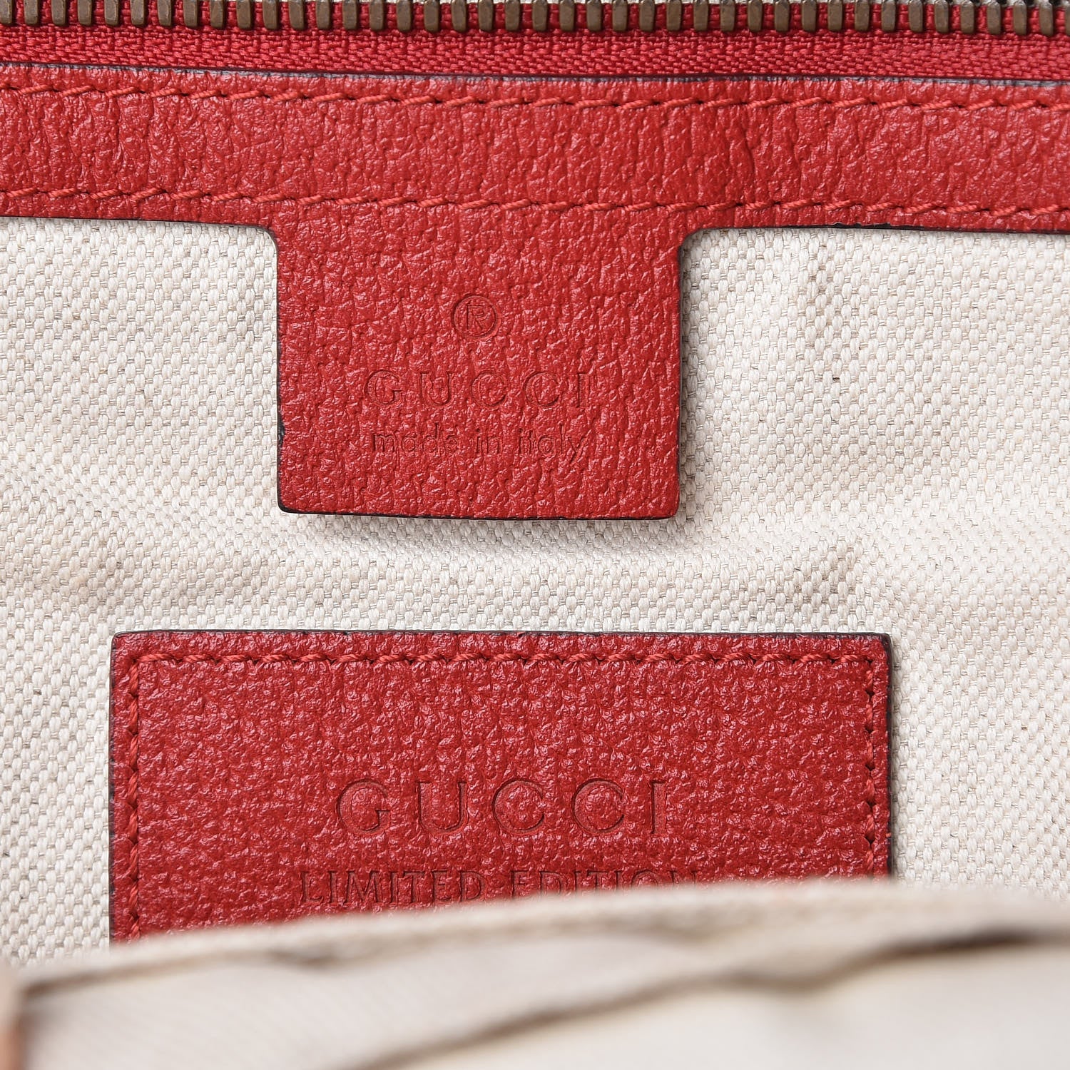 Gucci GG Supreme Monogram Web Bosco Patch Dome Backpack Beige Malva Hibiscus Red 6 of 10
