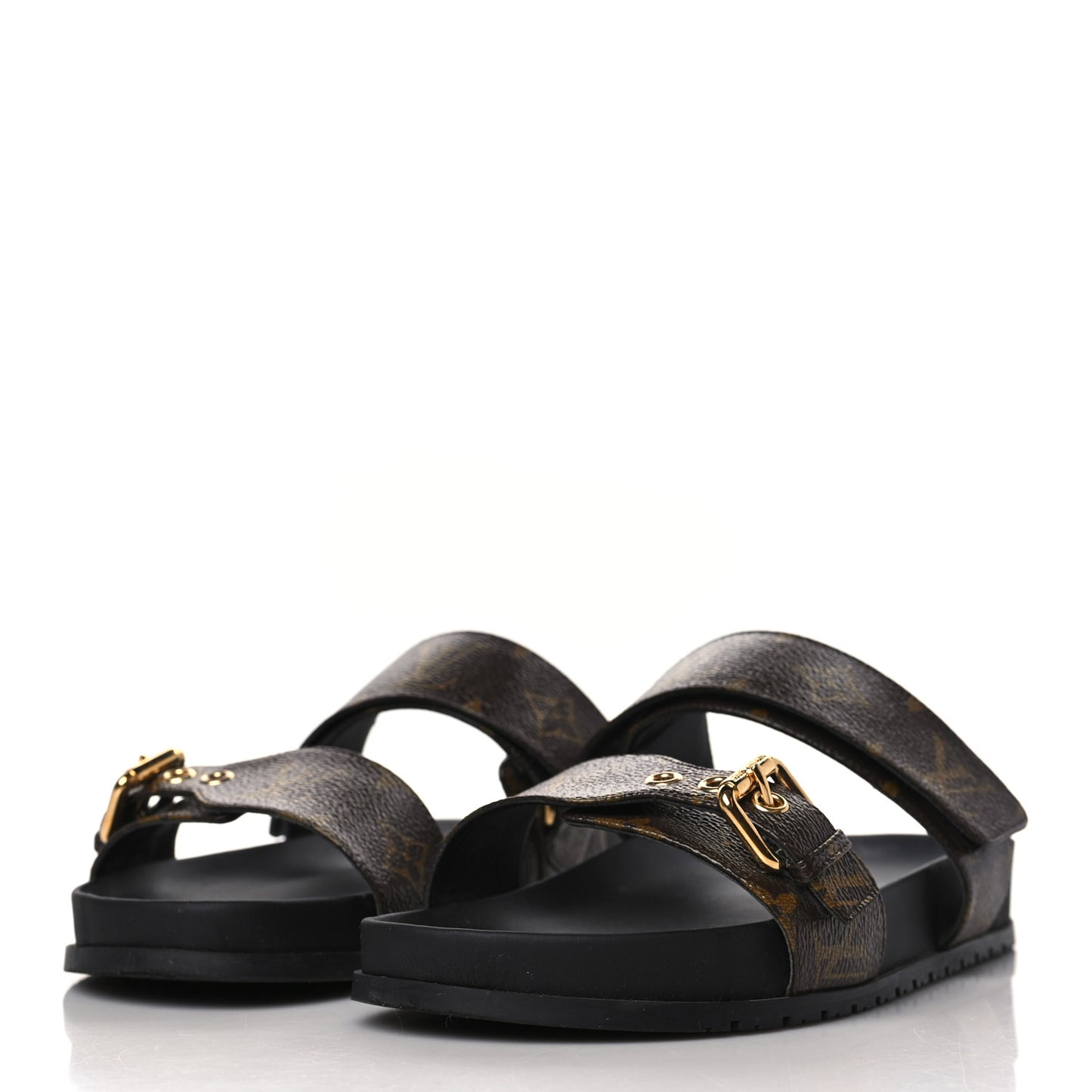 Patent Monogram Bom Dia Flat Mule Sandals 39 Black