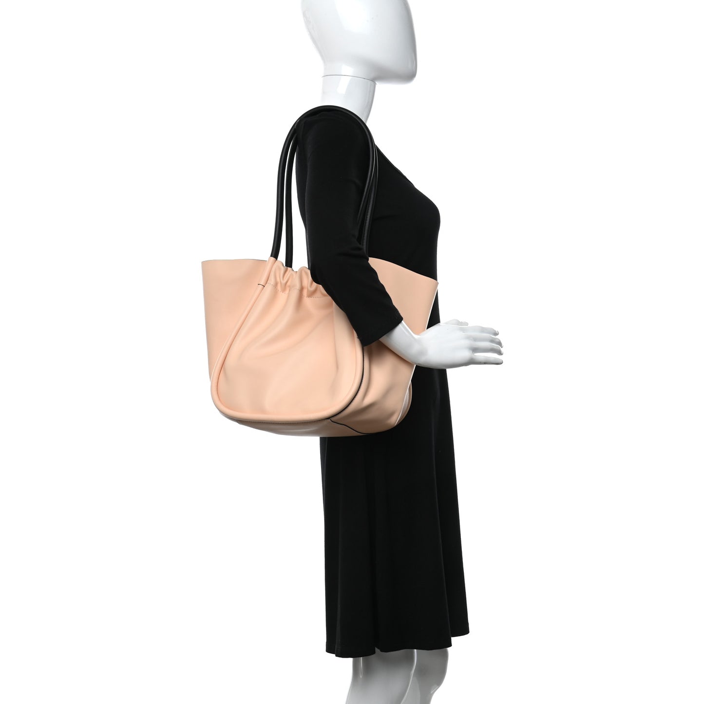 Calfskin Large Ruched Tote Peach