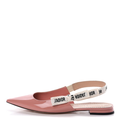 Christian Dior Patent Ribbon J'Adior Slingback Ballet Flats 37.5 Dusty Candy 1 of 9