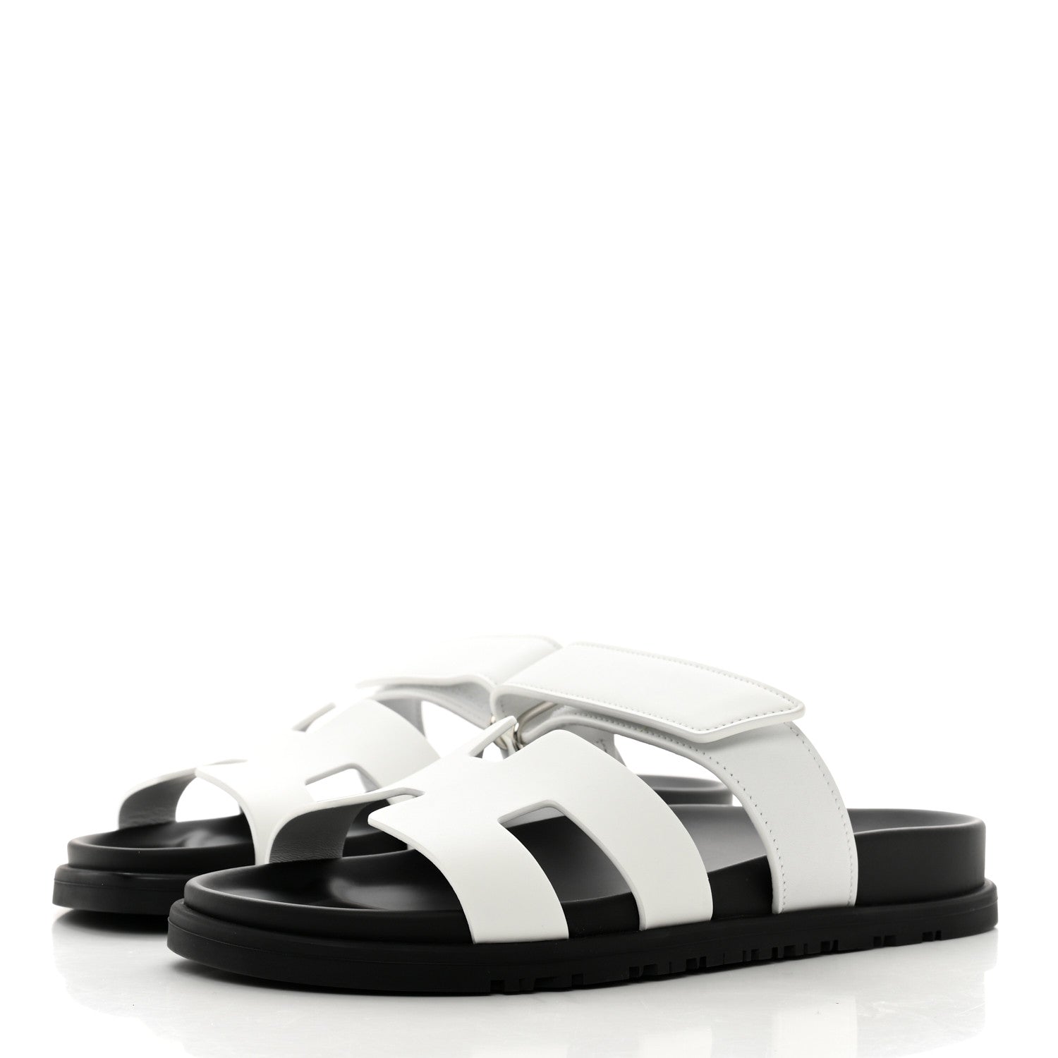 Hermes Calfskin Womens Chypre Sandals 37 White 3 of 9