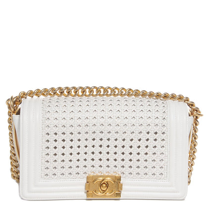 Chanel Sheepskin Braided Medium Boy Reverso Flap White 1 of 10