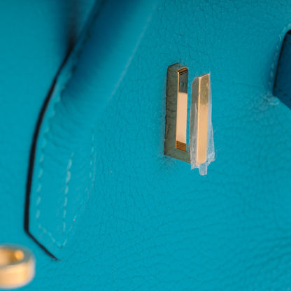 Hermes Taurillon Clemence Birkin 35 Turquoise 15 of 23