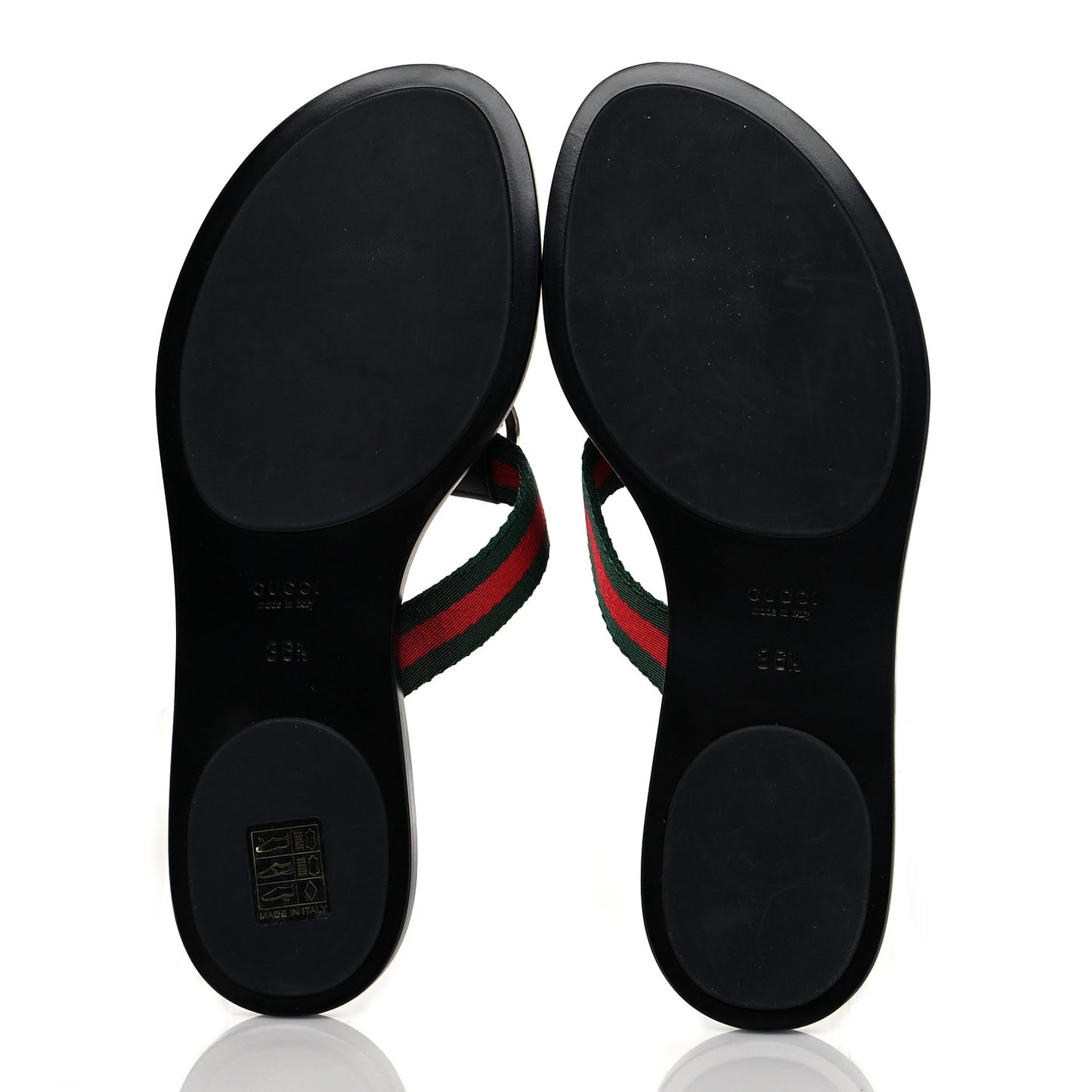 Nylon Guccissima Web Womens Thong Sandals 36.5 Green Red Black