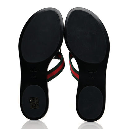 Gucci Nylon Guccissima Web Womens Thong Sandals 36.5 Green Red Black 5 of 8