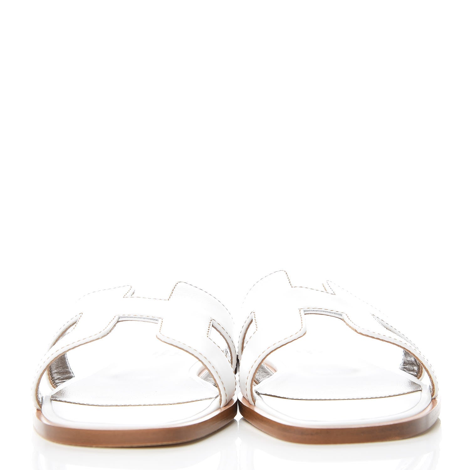 Hermes Box Calfskin Oran Sandals 36 White 2 of 7