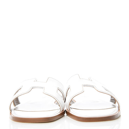 Hermes Box Calfskin Oran Sandals 36 White 2 of 7