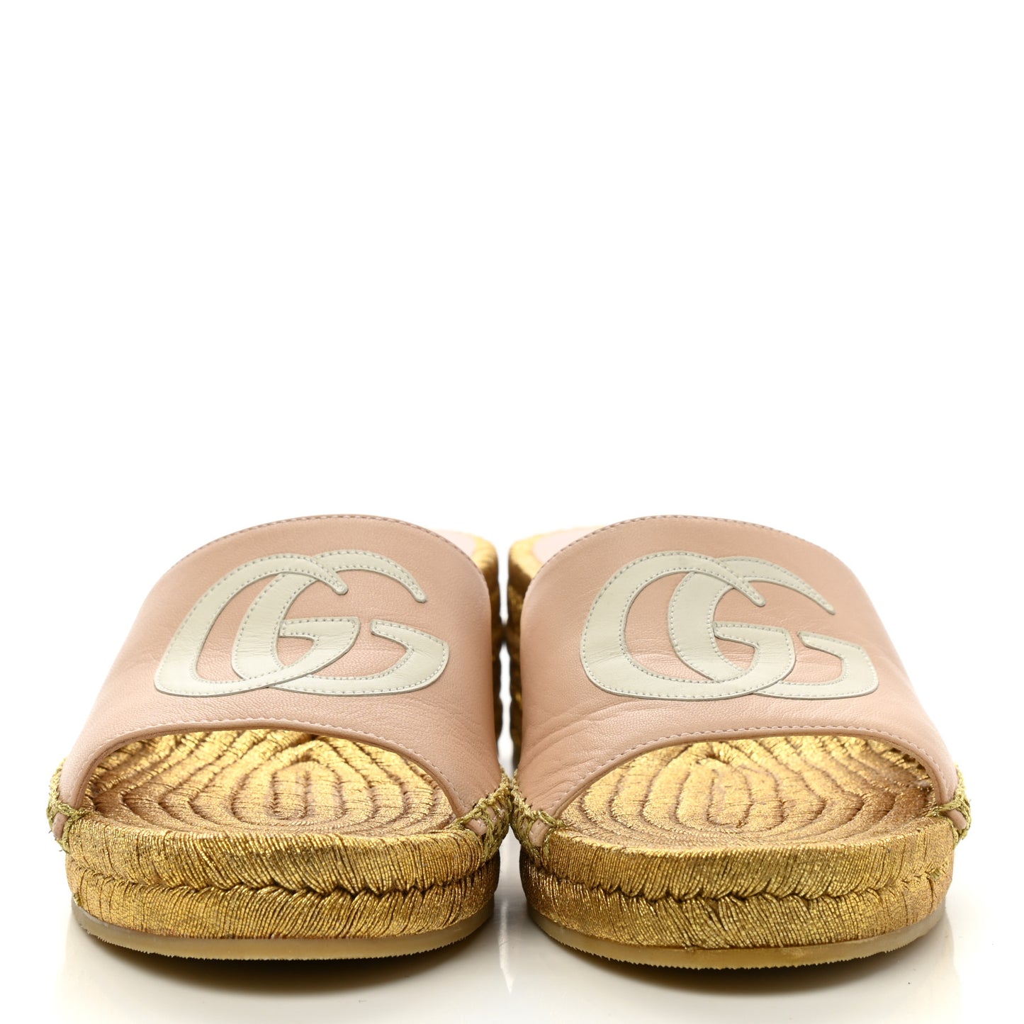 Malaga Kid Lifford Calfskin GG Mid Heel Slide Sandals 35 Skin Rose Dusty White