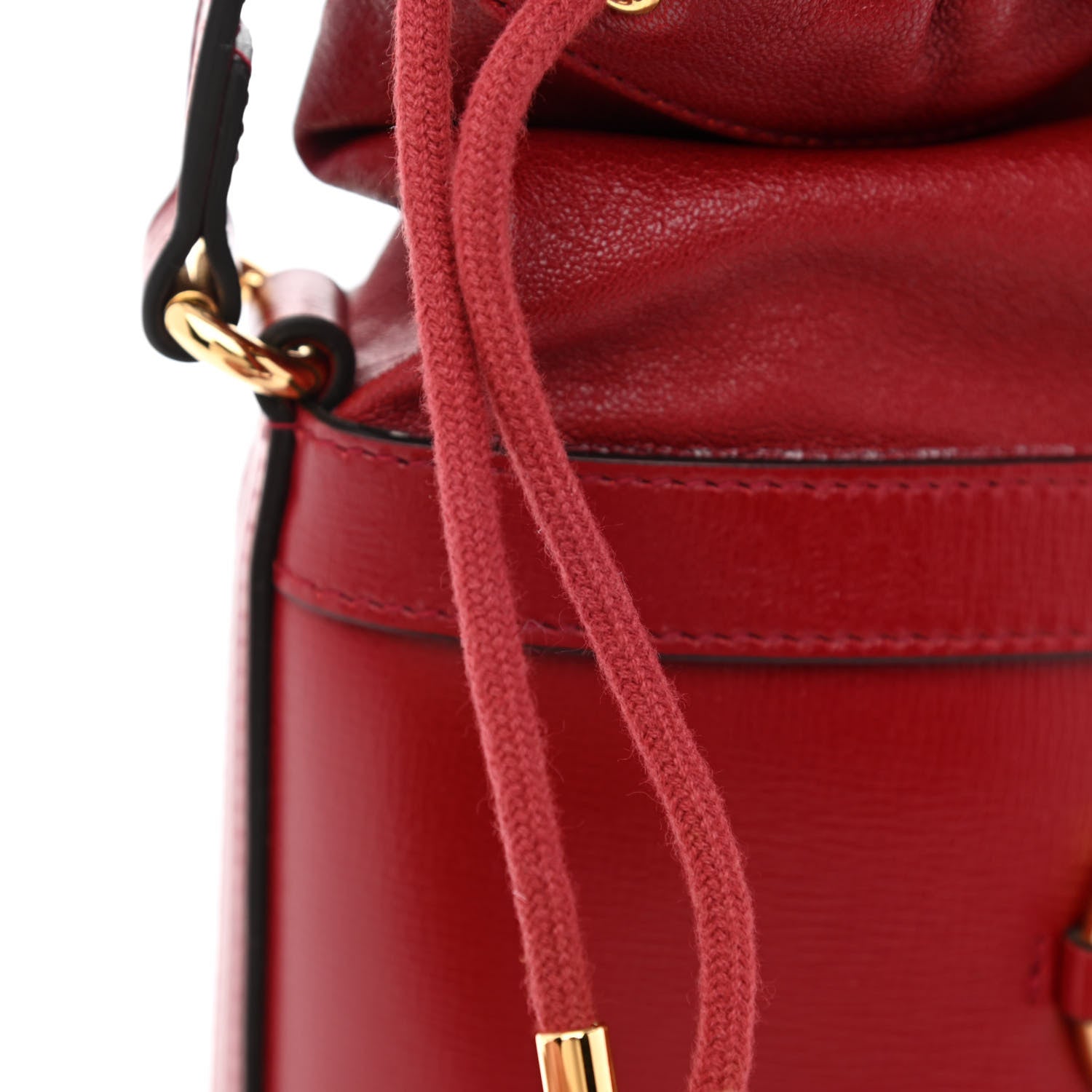 Gucci Azalea Sakai Calfskin Horsebit 1955 Drawstring Bucket Bag New Cherry Red 9 of 10