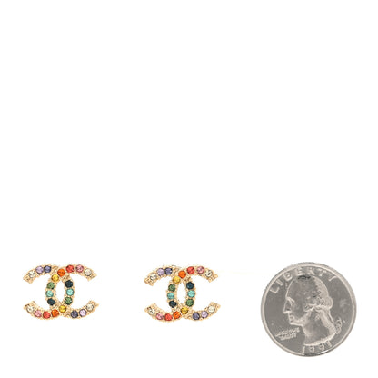 Chanel Crystal Over The Rainbow CC Earrings Gold Multicolor 2 of 5