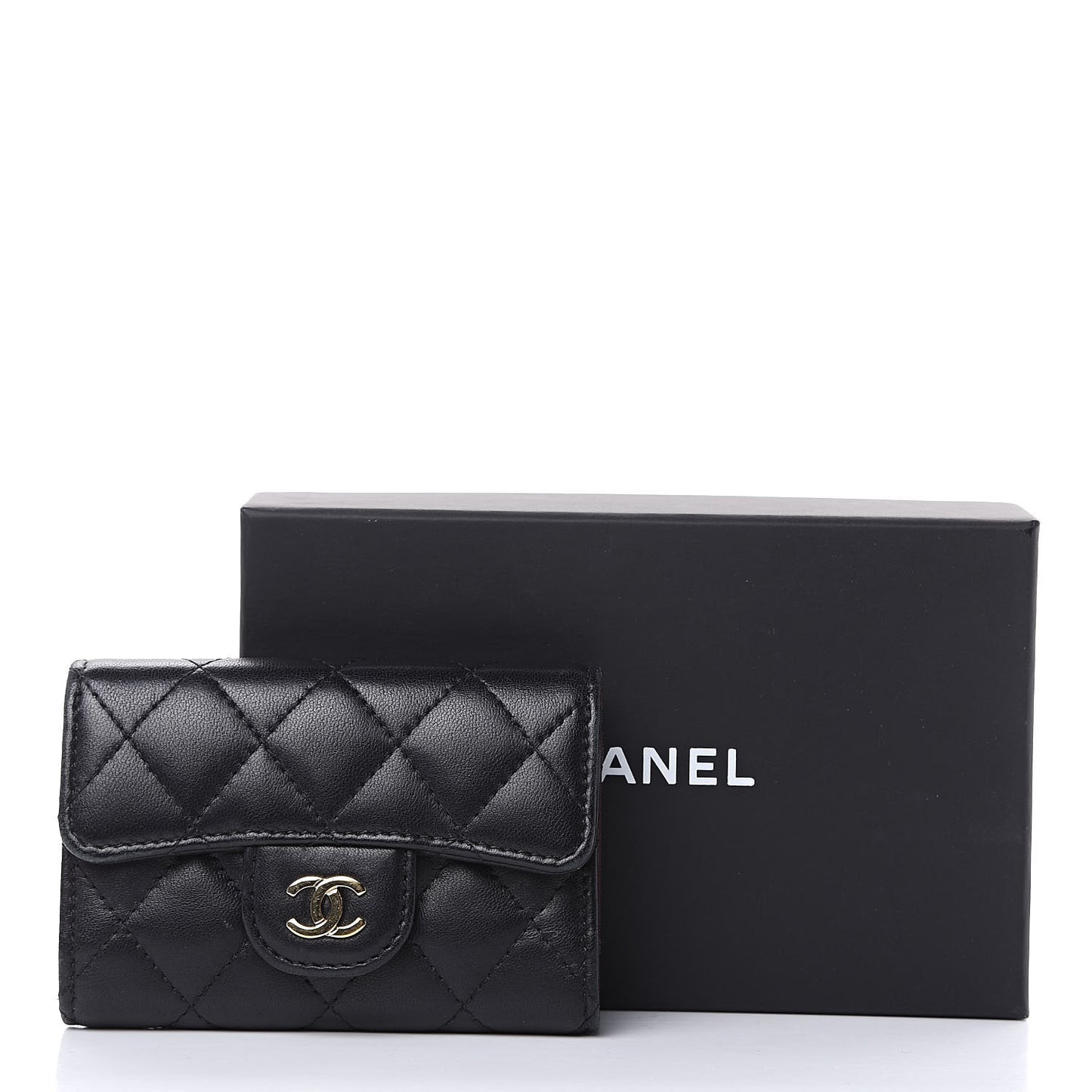 Lambskin Quilted 4 Key Holder Black