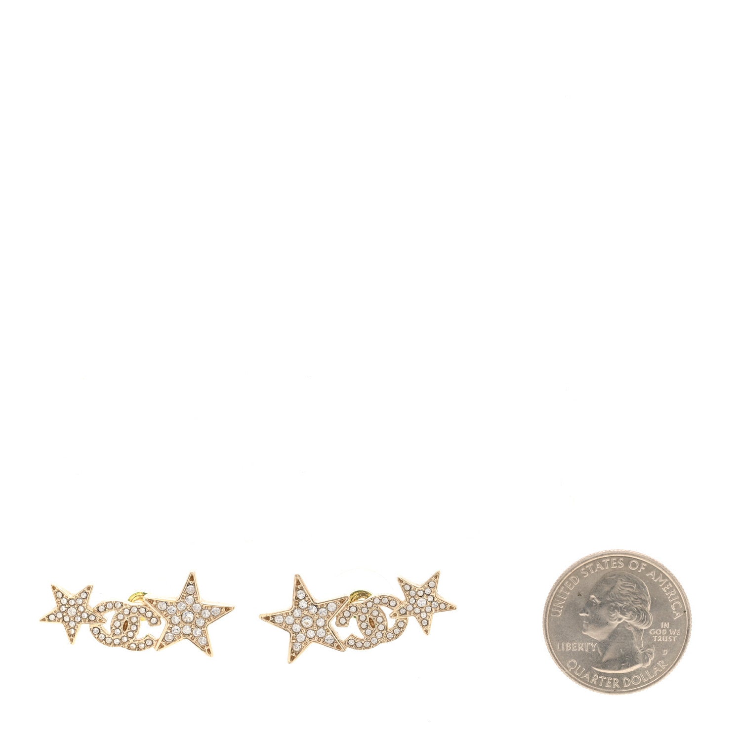 Chanel Crystal Star CC Earrings Gold 2 of 5