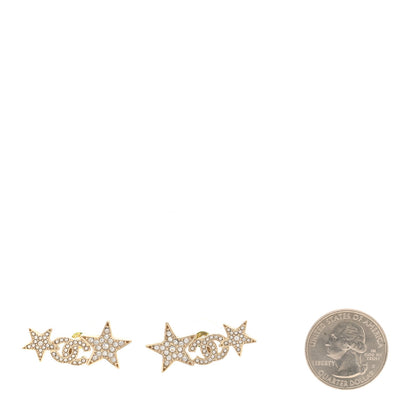 Chanel Crystal Star CC Earrings Gold 2 of 5
