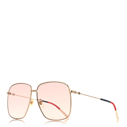 Gucci Web Rectangular Frame Interlocking G Sunglasses GG0394S Green Red 1 of 7