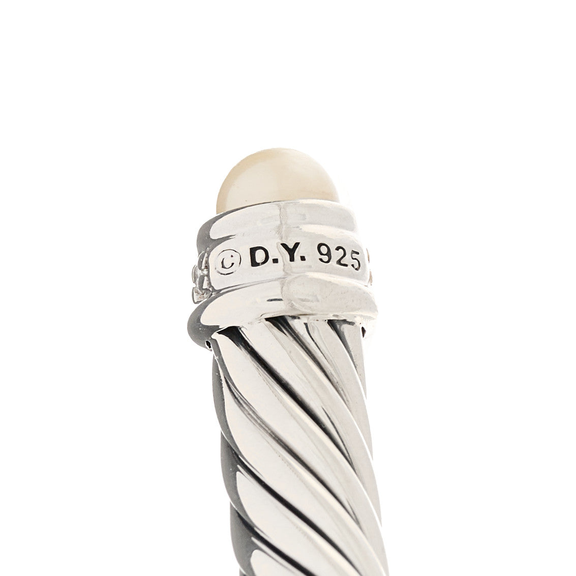 David Yurman Sterling Silver Diamond Pearl 5mm Cable Classics Bracelet 3 of 3