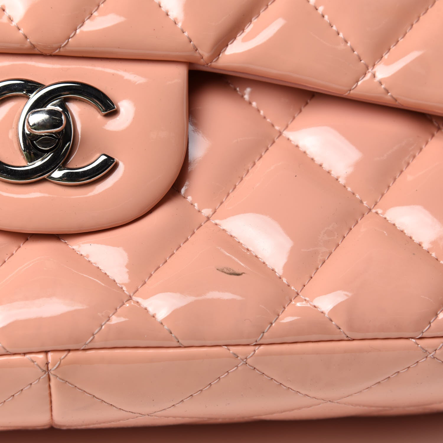 Chanel Patent Quilted Jumbo Double Flap Pink 9 of 18