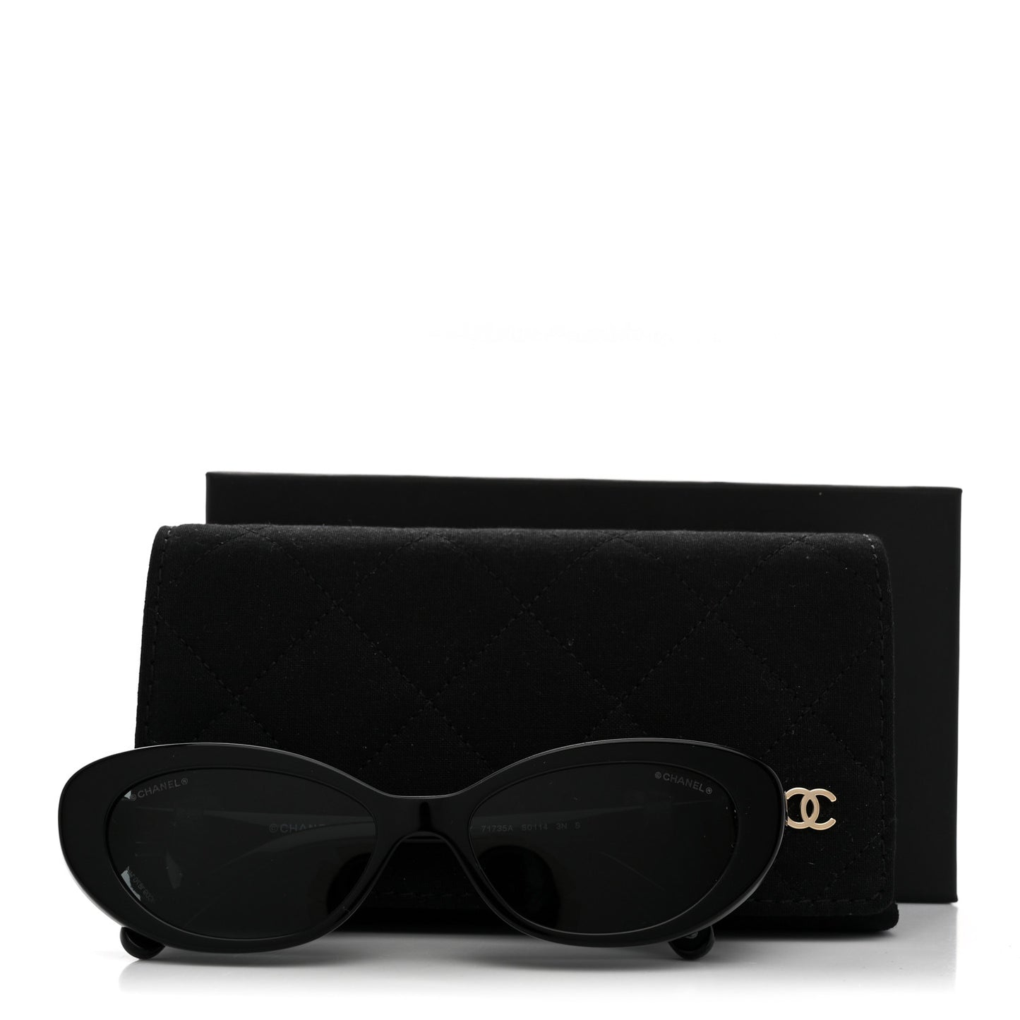 Acetate Calfskin Cat Eye Bow Sunglasses 71735A Black