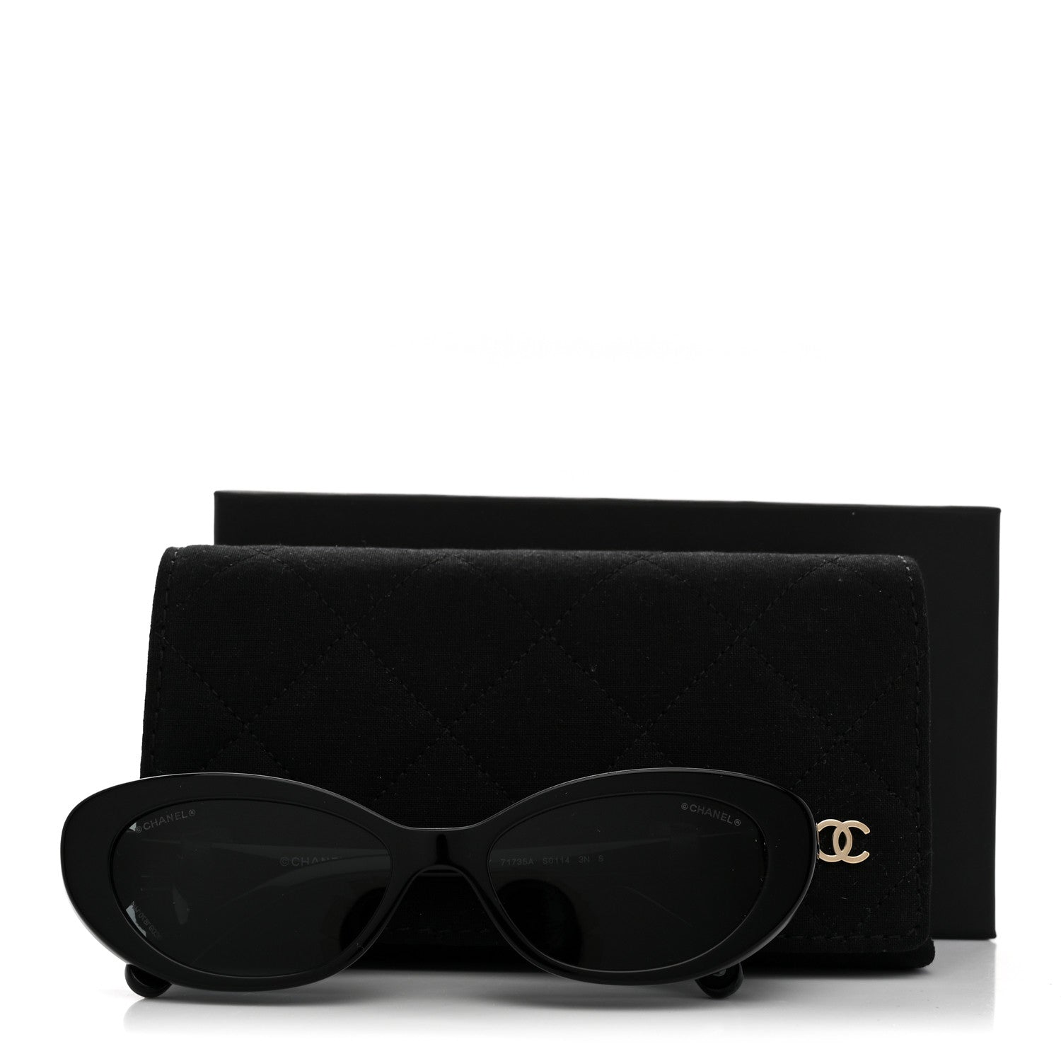 Chanel Acetate Calfskin Cat Eye Bow Sunglasses 71735A Black 8 of 8