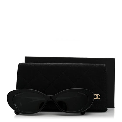Chanel Acetate Calfskin Cat Eye Bow Sunglasses 71735A Black 8 of 8
