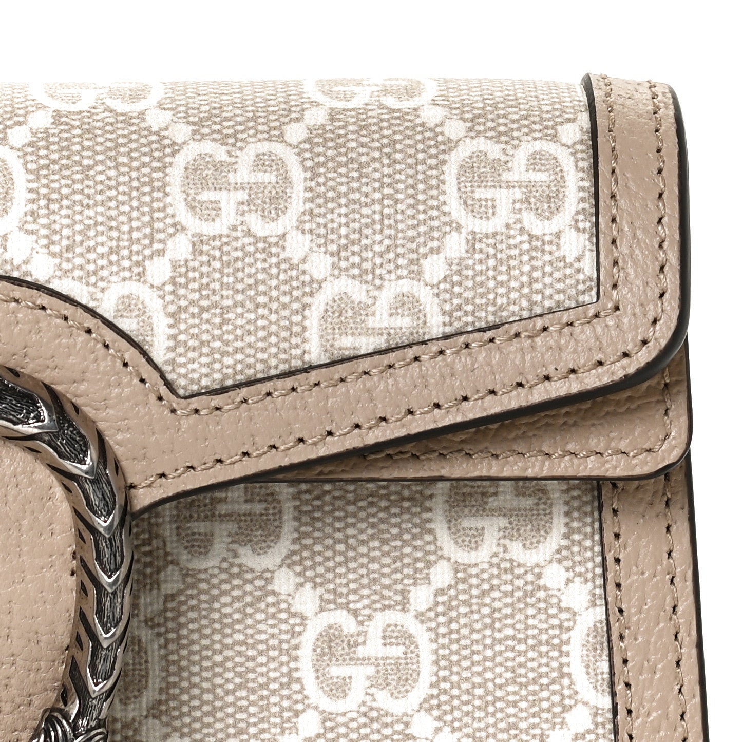 Gucci GG Supreme Monogram Textured Dollar Calfskin Super Mini Dionysus Shoulder Bag Beige Mystic White Oatmeal 7 of 10